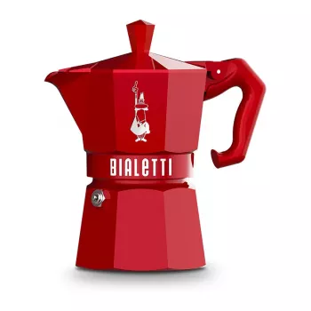 Bialetti Moka Exclusive 3-šálkový červený espresso kávovar na sporák (9055)