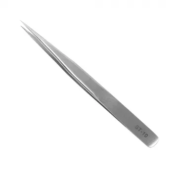 Pinzeta SBS Fast Skin se zahnutou špičkou, nerezová ocel, 9,5 cm, stříbrná