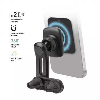 SBS magnetický dvojitý klip držák telefonu do auta - univerzální držák smartphonu se silnými neodymovými magnety, 360° otáčení, černý