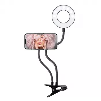 SBS otočný LED kruhový stolní klip 10 cm 3 světelné režimy černý