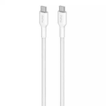 PURO Fabric Heavy Duty opletený kabel USB-C na USB-C 1,2 m bílý