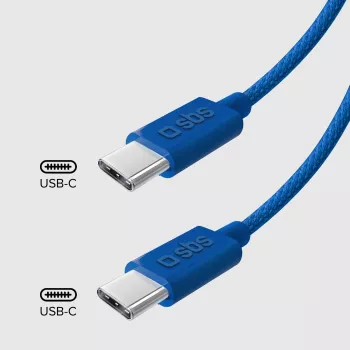 SBS TECABLE TISSUE TCCB kabel USB-C na USB-C 1,5 m 60W opletený - modrý