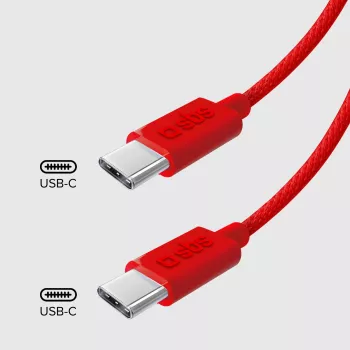 SBS TECABLETISSUETCCR kabel USB-C na USB-C 1,5 m 60W opletený červený