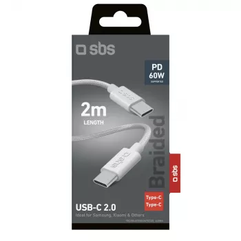 SBS TECABLE TISSUE TCC2G kabel USB-C na USB-C 2 m 60W Power Delivery - šedý