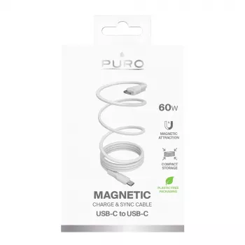 PURO ELEKTRIK magnetický kabel USB-C na USB-C 60W USB 3.2 (20 Gbit/s) 1 m bílý