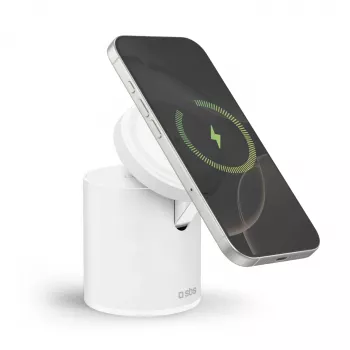SBS 2-in-1 bezdrátová magnetická nabíjecí stanice - bílá