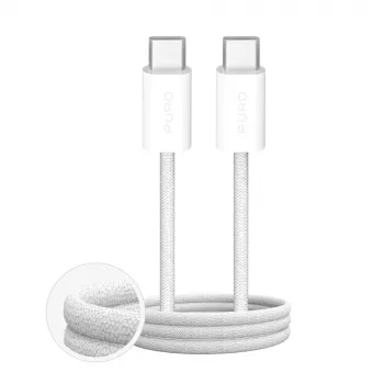 Puro Fabrik kabel USB-C na USB-C 2 m bílý 60W PD opletený