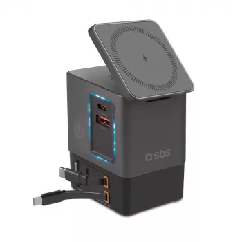 SBS Power Dock 6-in-1 nabíjecí stanice s MagSafe, stojánkem a kabely USB-C 65W – černá