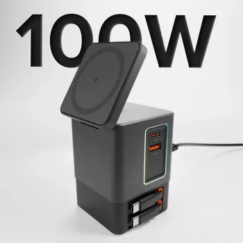 SBS Power Dock 6-in-1 nabíjecí stanice s MagSafe, stojánkem a kabely USB-C 65W – černá