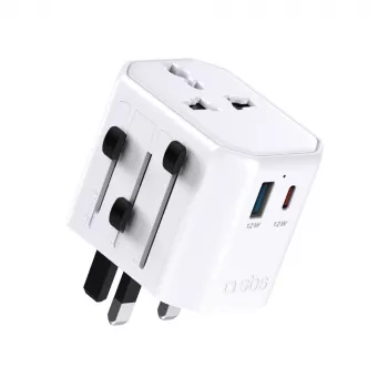 SBS TEADAPTUSBTCUNI univerzální cestovní adaptér USB-C USB-A bílý