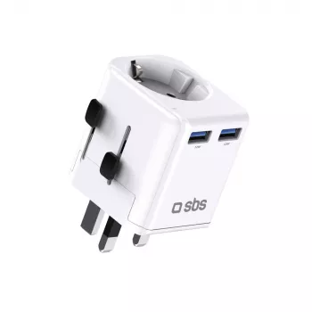 SBS univerzální cestovní adaptér EU 2x USB-A bílý