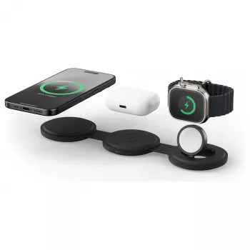 Satechi OntheGo 3-in-1 bezdrátová nabíječka s Qi2, černá, 15W, ST-QTG31K
