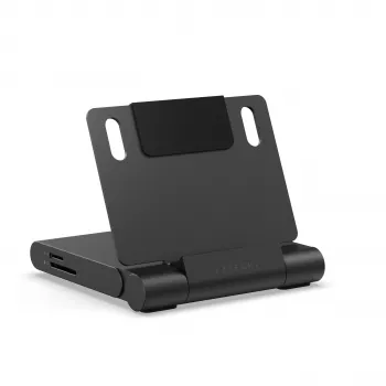 Skládací stojan s hubem Satechi On-the-Go Foldable Stand Hub – USB-C 100W PD, USB-C 10 Gbps, USB-A 10 Gbps, čtečka micro/SD karet 312 MB/s, 3,5mm jack, 4K HDMI (Space Gray)