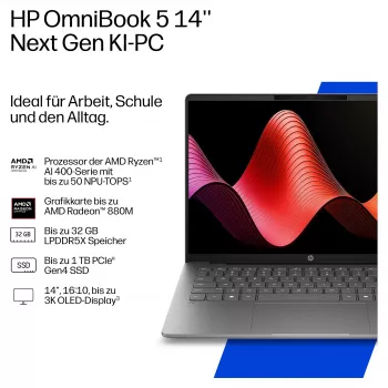 HP OmniBook 5 14-hm0151ng 14 inch WUXGA OLED 300 nitů, AMD Ryzen AI 5 330 (4C), 16 GB RAM, 512 GB SSD, Windows 11