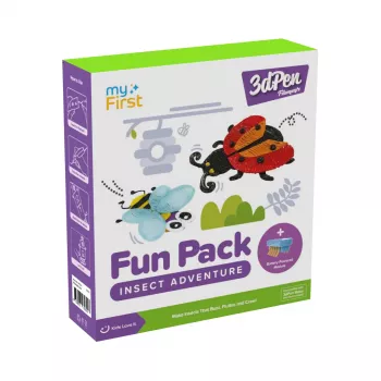 myFirst 3dPen Make Filaments Fun Pack Insect Adventure - Creative Kit for 3D Pen: 5 Templates, 17 PCL Filament Strands (34 m), Pull-Back Car Module, Thermoplastic Sheet
