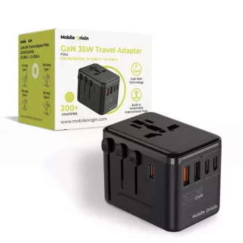 Mobile Origin 35W cestovní adaptér GaN PW4 EU/UK/US/AUS 3C+2A