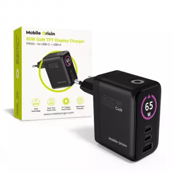 Mobile Origin 65W GaN nabíječka PW20 2x USB-C + USB-A