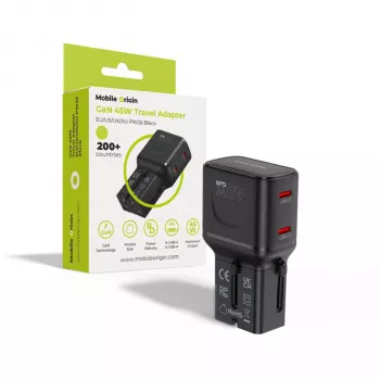 Mobile Origin 45W cestovní adaptér EU/US/UK/AU PW26, černý