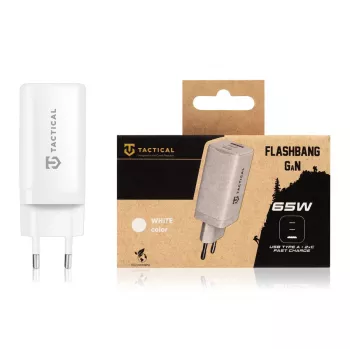 Taktický adaptér FlashBang GaN bílý 65W USB-C nabíječka
