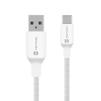 Taktický kabel Stitch Thread USB-A/USB-C, bílý, nabíjecí a datový kabel, 1,2 m