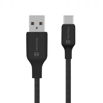 Taktický kabel Stitch Thread USB-A/USB-C, černý, datový kabel