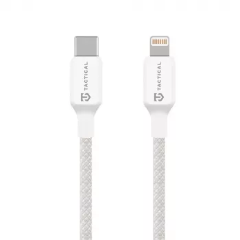 Taktický kabel Stitch Thread USB-C/Lightning, bílý, datový kabel