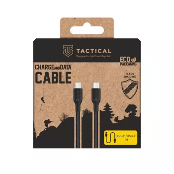 Taktický kabel Stitch Thread USB-C/USB-C, černý, 1,2 m, nylonové opletení, nabíjení a synchronizace dat