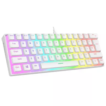 Mechanická herní klávesnice Rampage Radiant K11 60% RGB, bílá, Blue Switch