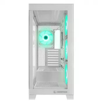Rampage Hydra V2 Mid Tower PC skříň bílá se 4x 120mm ARGB ventilátory a tvrzeným sklem