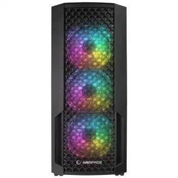 Rampage Shelob Mid Tower PC skříň, 4x ARGB ventilátory, tvrzené sklo, černá