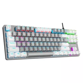 Mechanická herní klávesnice Rampage Snug RGB KRGD Blue, Tenkeyless, šedo-bílá