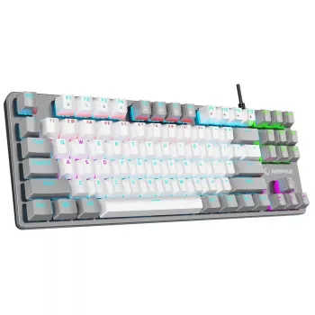 Mechanická herní klávesnice Rampage Snug RGB KRGD Red, bílo-šedá, 60% rozložení, kabelová USB-C