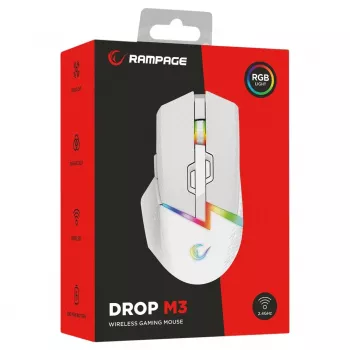 Rampage Drop M3 V2 bezdrátová herní myš 24000 DPI 1000 Hz bílá
