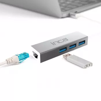 INCA IUSB-03TX USB 3.0 na Gigabit Ethernet adaptér s USB-C adaptérem, 1000Mbps, černý