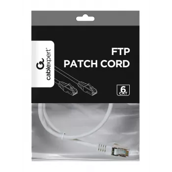 Gembird Cablexpert FTP Cat.6 patch kabel, RJ45 samec – RJ45 samec, fólií stíněný, 0,5 m, bílý (PP6-0.5M/W)