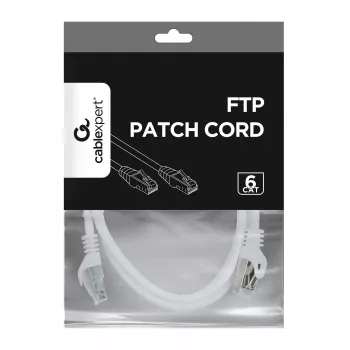 Gembird Cablexpert FTP Cat.6 patch kabel, RJ45 samec – RJ45 samec, fólií stíněný, 1 m, bílý (PP6-1M/W)