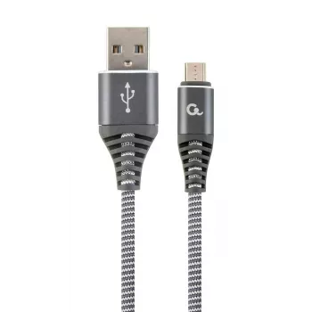 Gembird USB 2.0 Type-A Male to Micro USB-B Male Premium Cotton Braided Cable 2m Space Grey/White