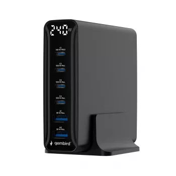 Gembird TA-UC-2A4C-PD240-01-BK 6portová USB nabíječka 240W GaN černá