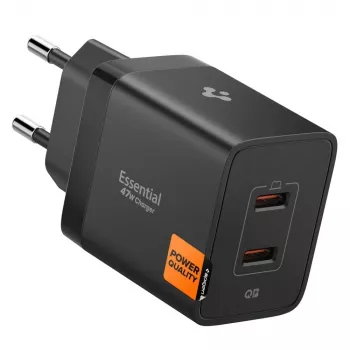 SPIGEN ESSENTIAL EE472EU 2-port síťová nabíječka 47W černá