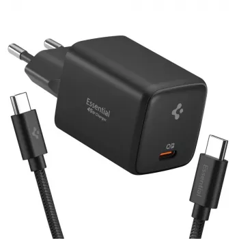 SPIGEN EE451EU ESSENTIAL 1-PORT síťová nabíječka 45W + Type-C kabel černá