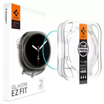 Spigen GLAS.tR EZ Fit tvrzené sklo ochranná fólie displeje pro Samsung Galaxy Watch 8 / Watch 9 (40 mm), 2 kusy (AGL09874)