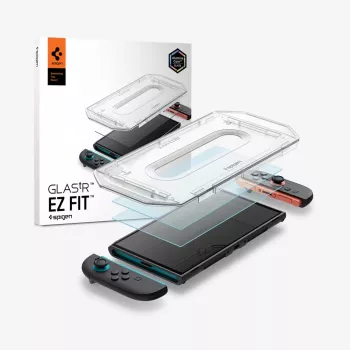 Ochranné tvrzené sklo na displej Spigen Glas.tR EZ Fit 2 ks pro Nintendo Switch 2, čiré