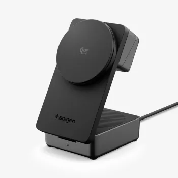 SPIGEN EF323MQ Essential 3v1 magnetická MagSafe bezdrátová nabíječka 25W Qi2 černá
