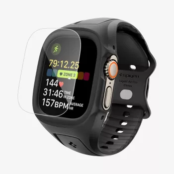 SPIGEN Liquid Air Pro & tvrzené sklo Apple Watch Ultra 1 / 2 / 3 (49 mm) černé