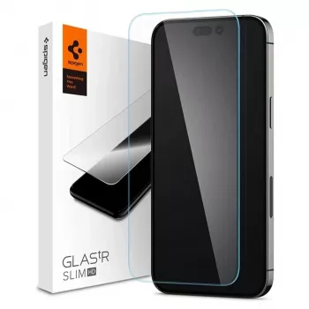 Spigen Glas tR Slim HD ochrana displeje pro Apple iPhone 14 Pro Max, tvrzené sklo, tvrdost 9H, odolná proti poškrábání, průhledná, 1 balení
