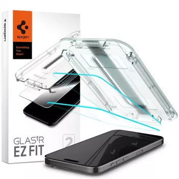 Spigen GLAS.tR EZ FIT 2 balení tvrzené sklo ochrana displeje pro iPhone 15 Pro