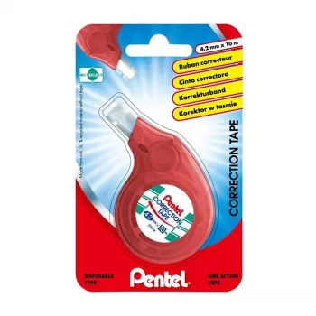 Korekční páska Pentel XZTN14BW 4,2 mm bílá páska, průhledné modrozelené pouzdro, doplňovatelné