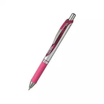 Pentel EnerGel Xm Zatahovací gelové pero - růžový inkoust - růžové tělo - stříbrné doplňky - 0,35 mm jehlový hrot