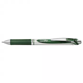 Pentel Energel BL77 zatlačovací gelové pero - zelený inkoust - zelené tělo - stříbrné doplňky - 0,7 mm - střední hrot - na vodní bázi - jedno pero