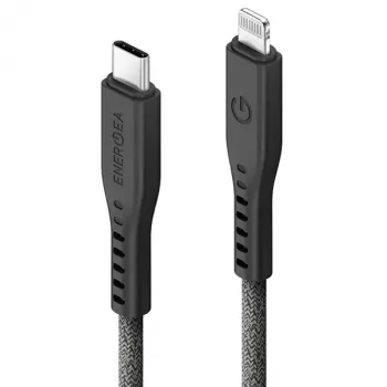 ENERGEA Flow USB-C na Lightning kabel 1,5m černý 60W 3A PD rychlé nabíjení MFi certifikováno